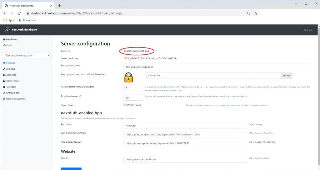 Dashboard Server configuration